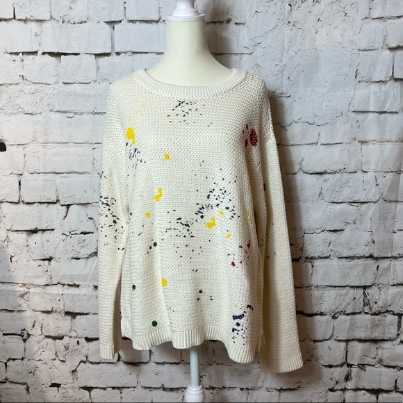 Dolls Kill Paint Splatter Knit Sweater, Size Large - Picture 6 of 15